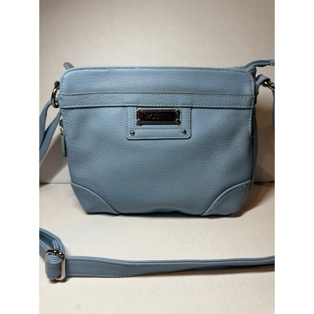 Rosetti Light Blue Crossbody Bag Purse‎ Pebbled Faux Leather EUC